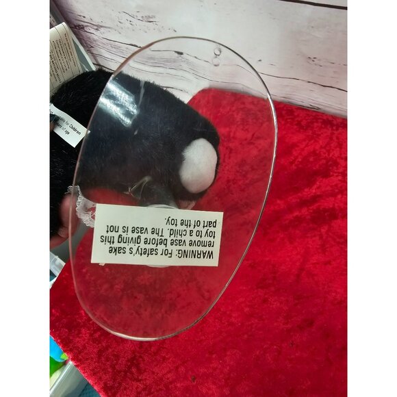 Little Panda With Red Valentine's Day Plush With Attached Vase And Flower - Picture 4 of 10